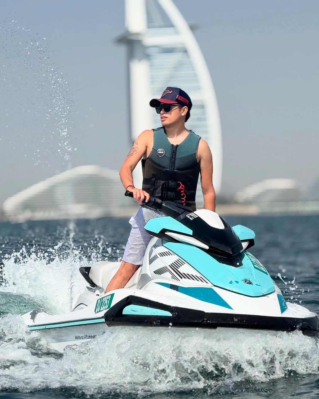 Jet Ski rider with Burj Al Arab view in Dubai